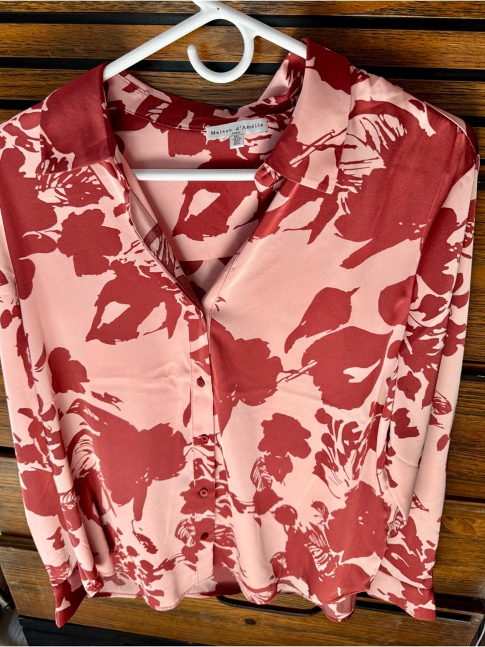 Maison d'Amélie Pink & Rust Floral Button-Front Blouse